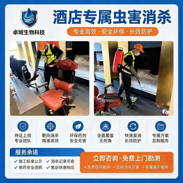 酒店专属虫害消杀 · 免费上门勘测